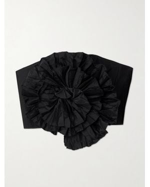 ANDRES OTALORA No Me Olvides Appliquéd Pleated Taffeta Top - Black