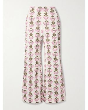 Alix Of Bohemia Charlie Floral-Print Cotton Flared Trousers - White