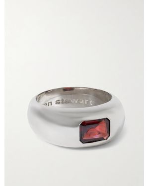 Loren Stewart Gentry Sterling Garnet Ring - White