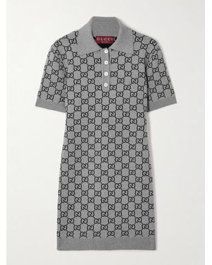 Gucci Mini-Robe En Laine Mélangée Jacquard - Gris
