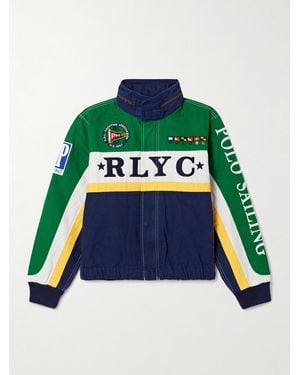 Polo Ralph Lauren Appliquéd Embroidered Panelled Cotton-Canvas Jacket - Green