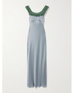 Chloé Lace-Trimmed Silk-Satin Gown - Blue