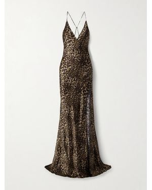Nili Lotan Ira Leopard-Print Silk-Charmeuse Gown - Natural