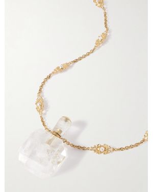 Chloé Goldfarbene Kette Mit Kunstperlen Und Details Aus Harz Und Kristall - Natur