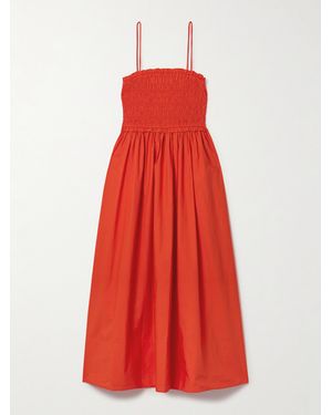 Apiece Apart Porta Midikleid Aus Biobaumwollpopeline Mit Raffungen - Rot