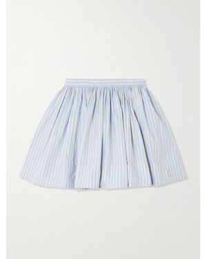 Rabanne Embellished Pleated Striped Cotton-Poplin Mini Skirt - Blue
