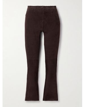 Stouls Jp Twenty Cropped Suede Flared Leggings - Brown