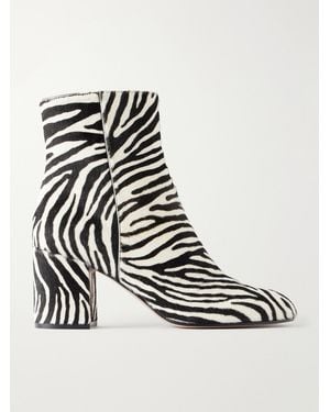 Gianvito Rossi Joelle Pony 70 Zebra-Print Calf Hair Boots - White