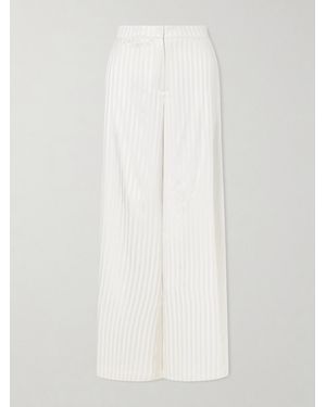 Abadia Striped Stretch-Silk Satin Wide-Leg Trousers - White