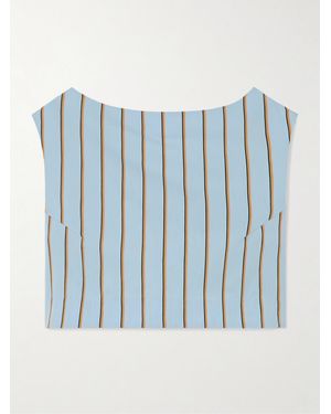 D'Estree Richard Cropped Striped Twill Top - Blue