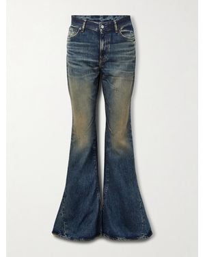 Acne Studios 2024 Distressed High-Rise Slim-Fit Flared Organic Jeans - Blue