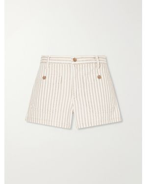 FRAME The Cruise Striped Cotton Denim Shorts - Natural