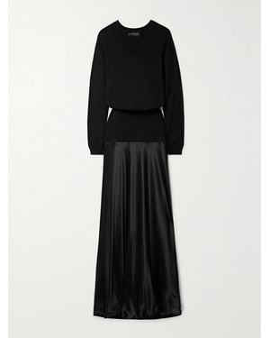 Brandon Maxwell The Kerolyn Silk And Cashmere-Blend And Silk-Satin Maxi Dress - Black