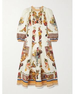 ALÉMAIS Mercado Printed Linen Midi Dress - Multicolour