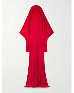 Salon 1884 Dominique Silk-Satin Jersey Halterneck Gown - Red