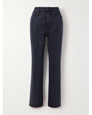 Jonathan Simkhai Liam Crystal-Embellished High-Rise Straight-Leg Jeans - Blue