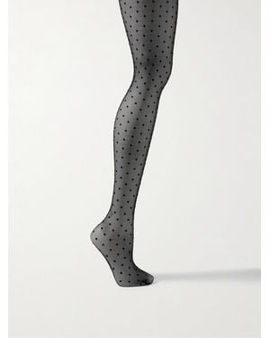 Wardrobe NYC Flocked Stretch-Tulle Tights - Black