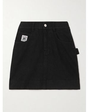Bode Knolly Brook Embroidered Denim Mini Skirt - Black