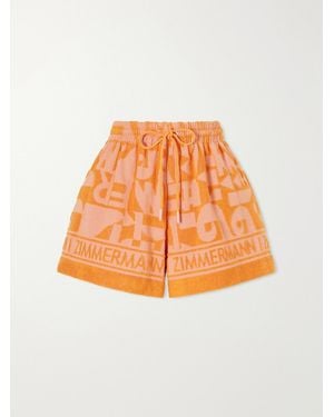 Zimmermann Solstice Jacquard-Knit Cotton-Terry Shorts - Orange
