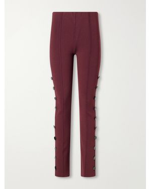 Proenza Schouler Martina Button-Embellished Stretch-Jersey Skinny Trousers - Red