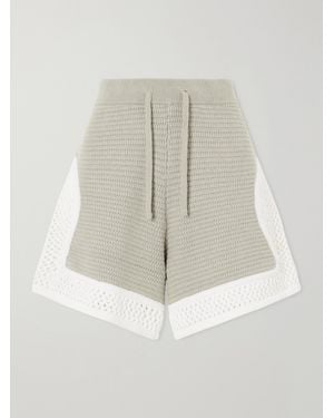 Aimé Leon Dore Crocheted Straight-Leg Cotton Shorts - White