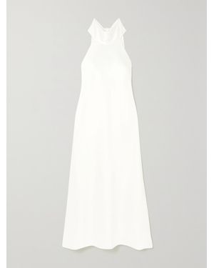 Galvan London Sienna Halterneck Satin Midi Dress - White