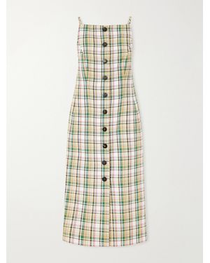 Carolina Herrera Checked Woven Midi Dress - White
