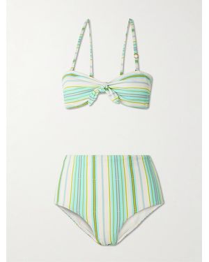 lemlem Ava + Elsi Bedruckter Bikini Aus Geripptem, Recyceltem Material - Grün