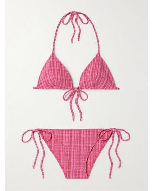 Lisa Marie Fernandez Triangel-Bikini Aus Gestreiftem Seersucker - Pink