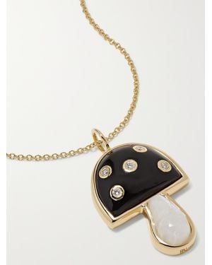 Brent Neale Small Mushroom 18-Karat Multi-Stone Necklace - Metallic