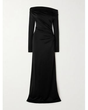 Victoria Beckham Schulterfreie Robe Aus Satin Mit Raffungen - Schwarz