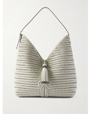 Anya Hindmarch The Neeson Tasselled Woven Leather Tote - Grey
