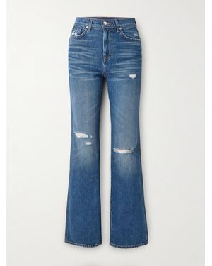 Veronica Beard Dylan Distressed High-Rise Straight-Leg Jeans - Blue