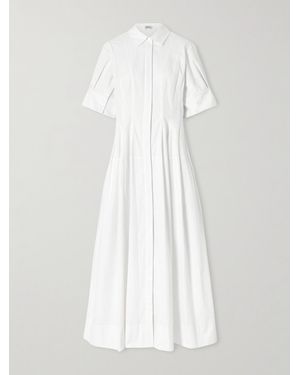 Jonathan Simkhai Mollie Midi-Hemdblusenkleid Aus Baumwollpopeline Mit Falten - Weiß