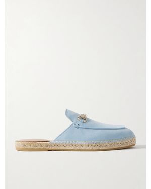 Gucci Cleo Horsebit-Detailed Suede Espadrille Slippers - Blue