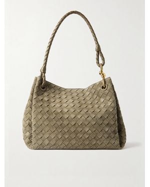 Bottega Veneta Parachute Medium Intrecciato Suede And Leather Tote - Metallic
