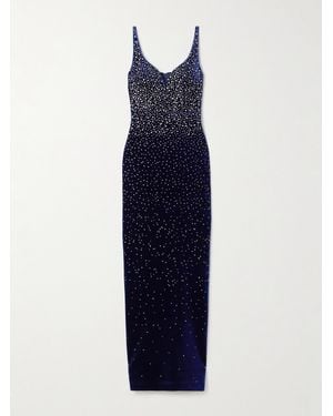 Alex Perry Robe Aus Samt Mit Kristallen - Blau
