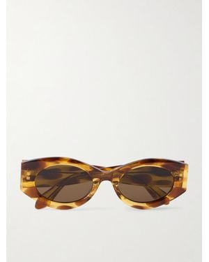 Alaïa Lettering Round-Frame Tortoiseshell Acetate Sunglasses - Yellow