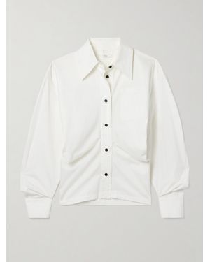 Co. Gathered Tton And Silk-Blend Poplin Shirt - White