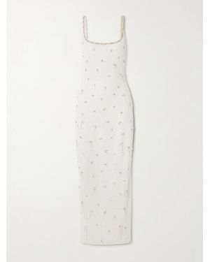 Clio Peppiatt Droplet Embellished Beaded Stretch-Tulle Gown - White