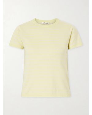 AURALEE Knitted Striped Cotton T-Shirt - Yellow