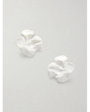Completedworks Flower-Plated And Enamel Earrings - White