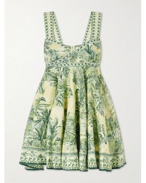 ALÉMAIS Sara Printed Linen Mini Dress - Green