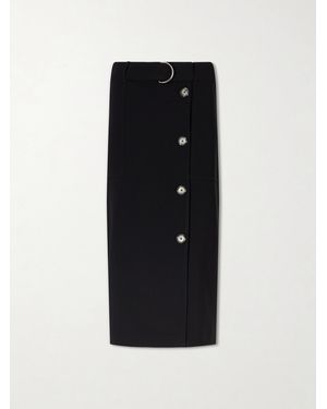 Proenza Schouler Carine Belted Crepe De Chine Midi Skirt - Black
