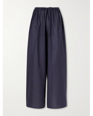 Les Vacances d'Irina The Pantaloons Cotton-Poplin Wide-Leg Pants - Blue