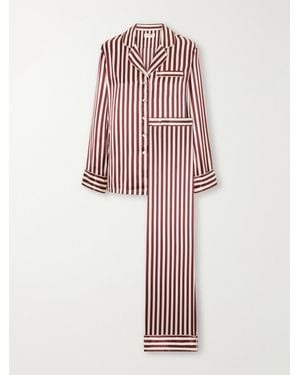 Olivia Von Halle Soren Striped Silk-Satin Pyjama - Pink