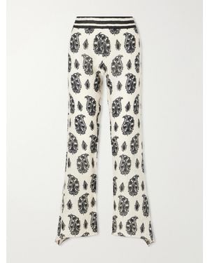 Johanna Ortiz Femininity Dramatic Printed Linen Flared Pants - White
