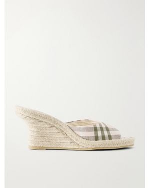 Burberry Lf Mews Check Espadrille Mules - Natural