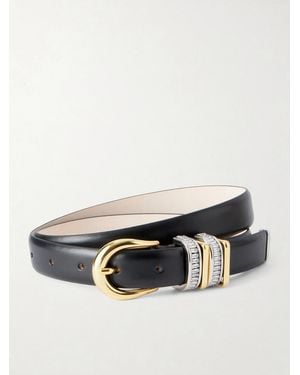 DEHANCHE Hollihock Stone Onyx-Embellished Leather Belt - Black
