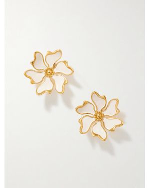 Oscar de la Renta Cherry Blossoms Goldfarbene Ohrringe Mit Emaille - Mettallic
